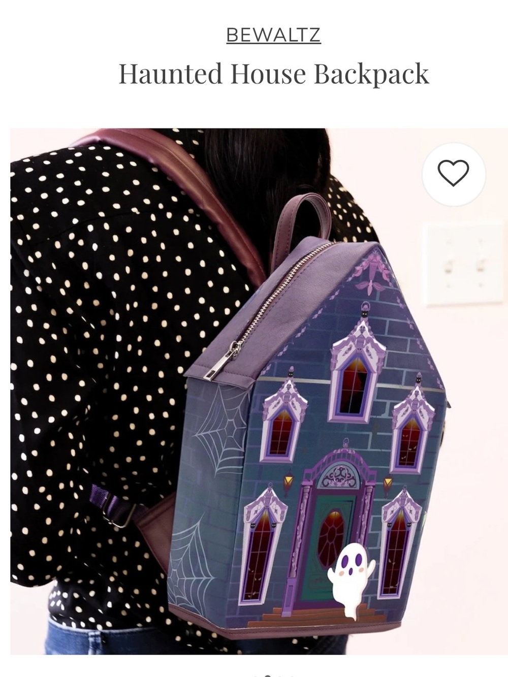 Bewaltz Haunted House Backpack Glow-in-the-Dark Purple & Black, EUC 👻